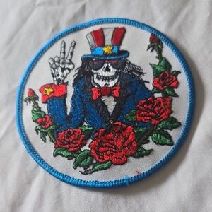 Skeleton Patch with Roses and Peace Sign